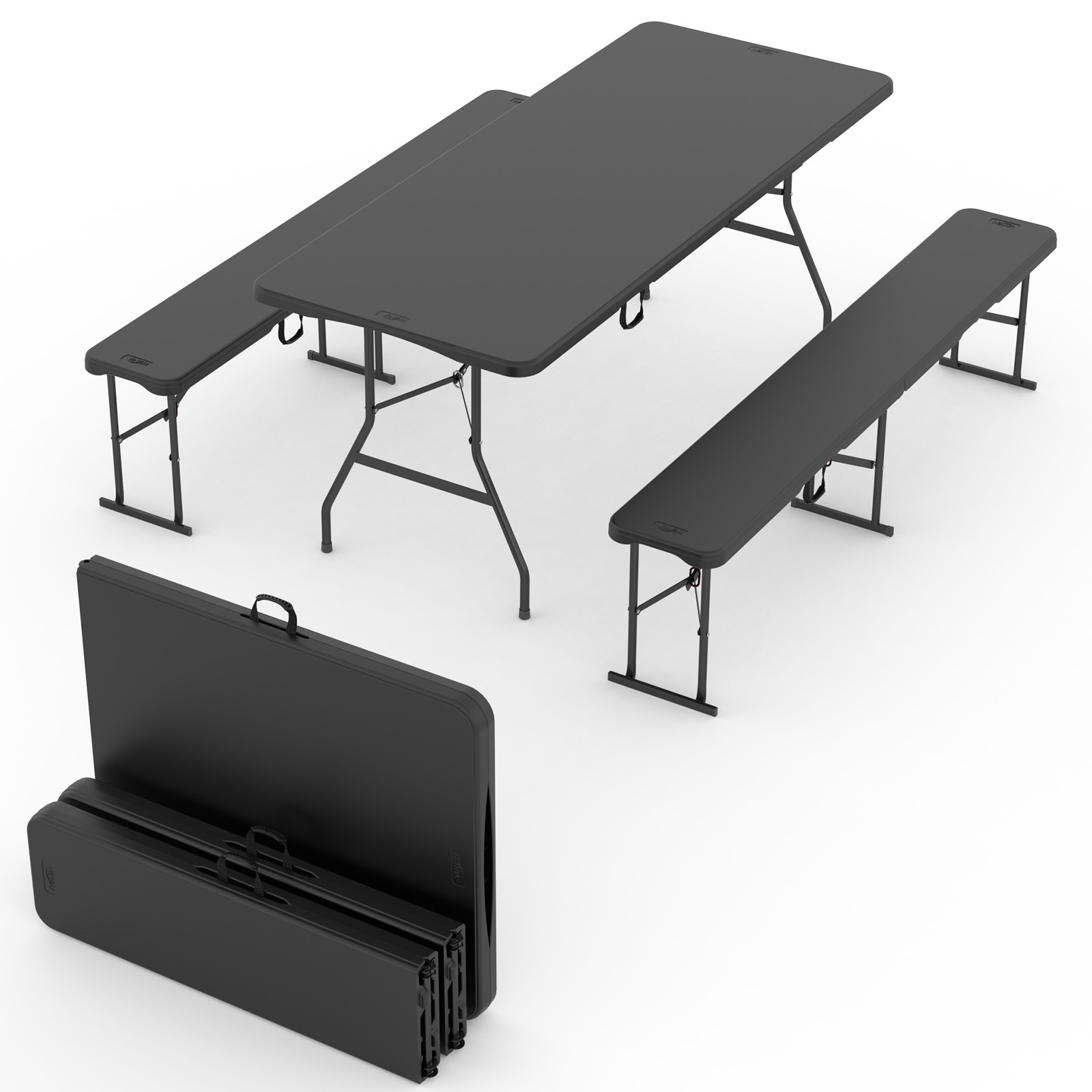 3 PCS Folding Picnic Table 6FT with Bench, Table, Handle for In/Outdoor Camping