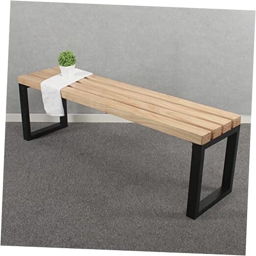 Outdoor Soild Wood Bench,55 inch Patio Picnic Bench,Oil 55in-Log Color-B