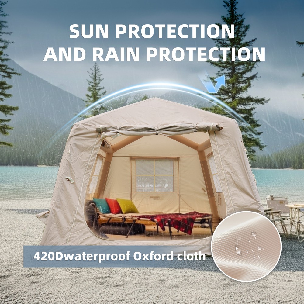 Large 8-10 Person Inflatable Tent with Stove Jack, Canopy for 4-Season Camping
