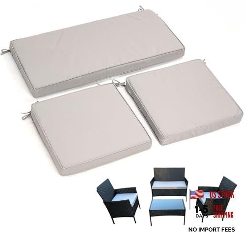 3-Pack Outdoor Patio Furniture Replacement Cushions Set–High-Elastic Light Gray