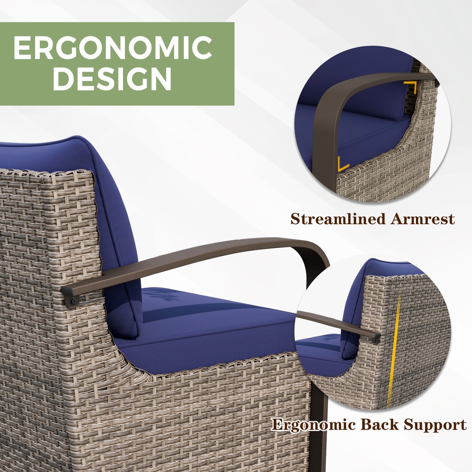 EAGLE PEAK 4PCS Half-Moon Curved Wicker Outdoor Patio Furniture Set