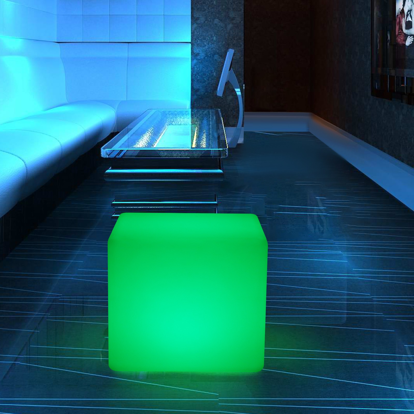 17″ LED Cube Light Pub Bar Stool W/Remote Control 16 RGB Colors Changing Chair