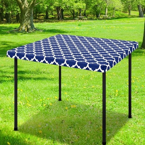 Square Picnic Table Cover, Waterproof Elastic Fitted 36″ x 36″ (Square) Navy
