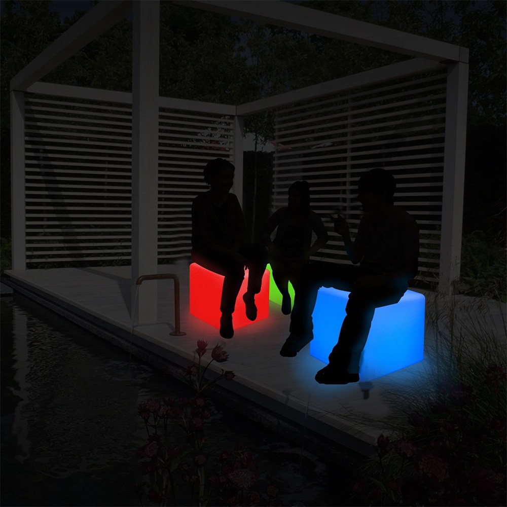 New LED Light Cube Stool Table Rechargeable 16 Color Remote Outdoor Waterproof