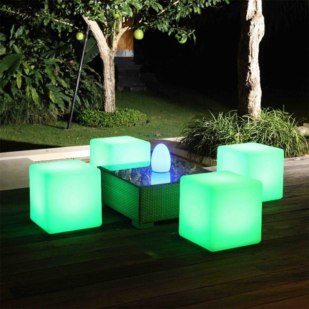 New LED Light Cube Stool Table Rechargeable 16 Color Remote Outdoor Waterproof