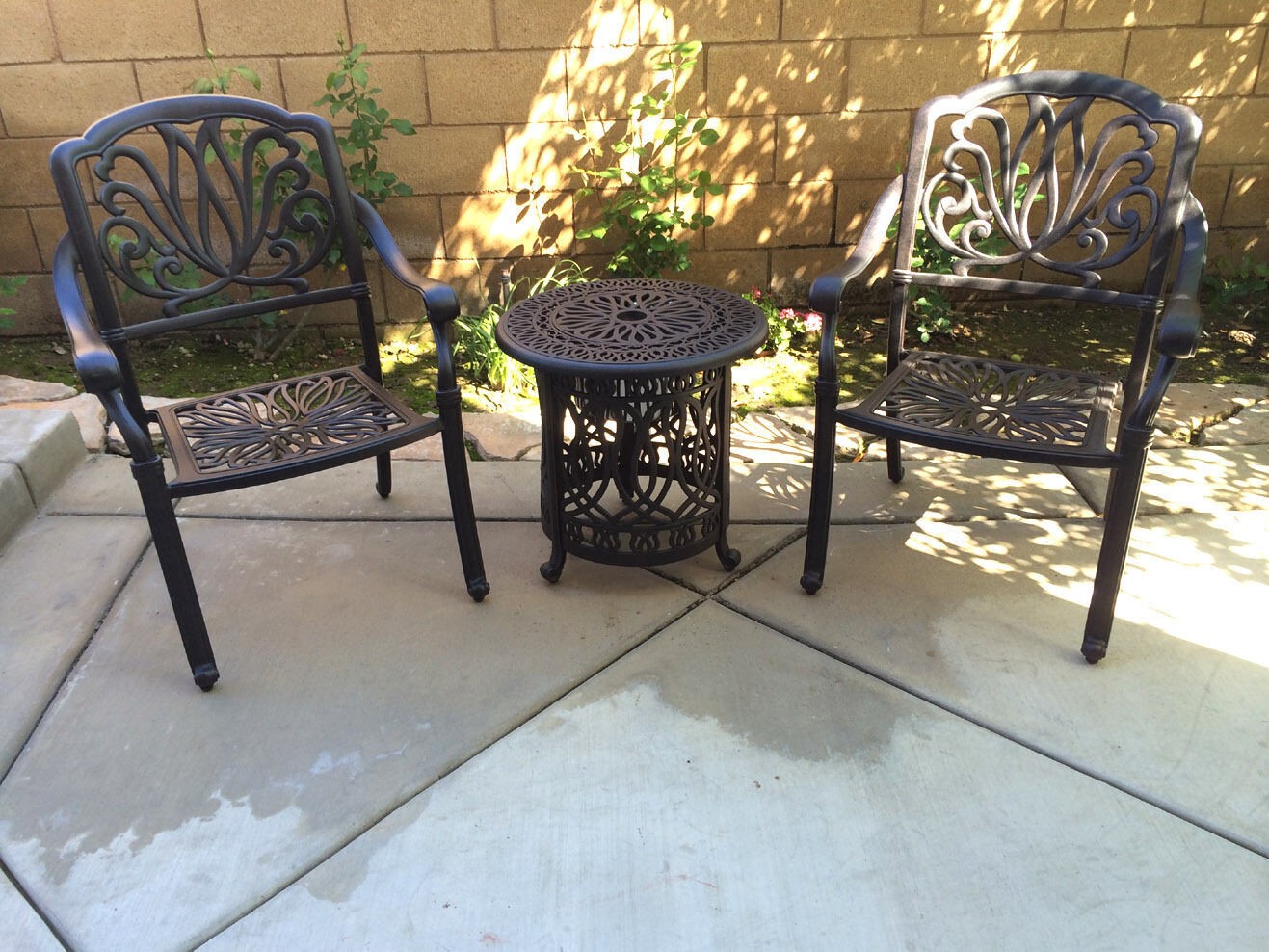 Bistro Patio Set 3 Piece Conversation Cast Aluminum Outdoor Furniture Elisabeth