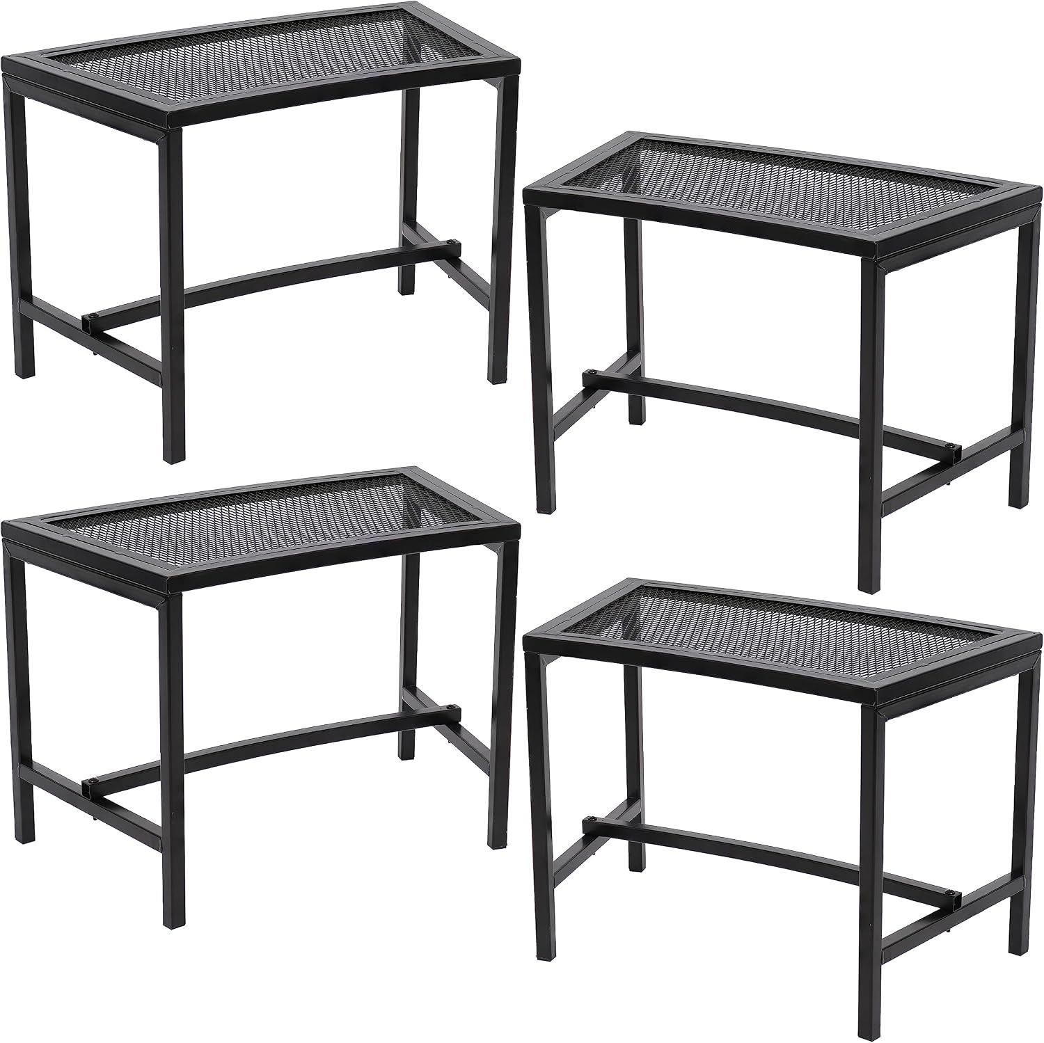 Sunnydaze Mesh Outdoor Curved Bench – Metal Patio Bench Set