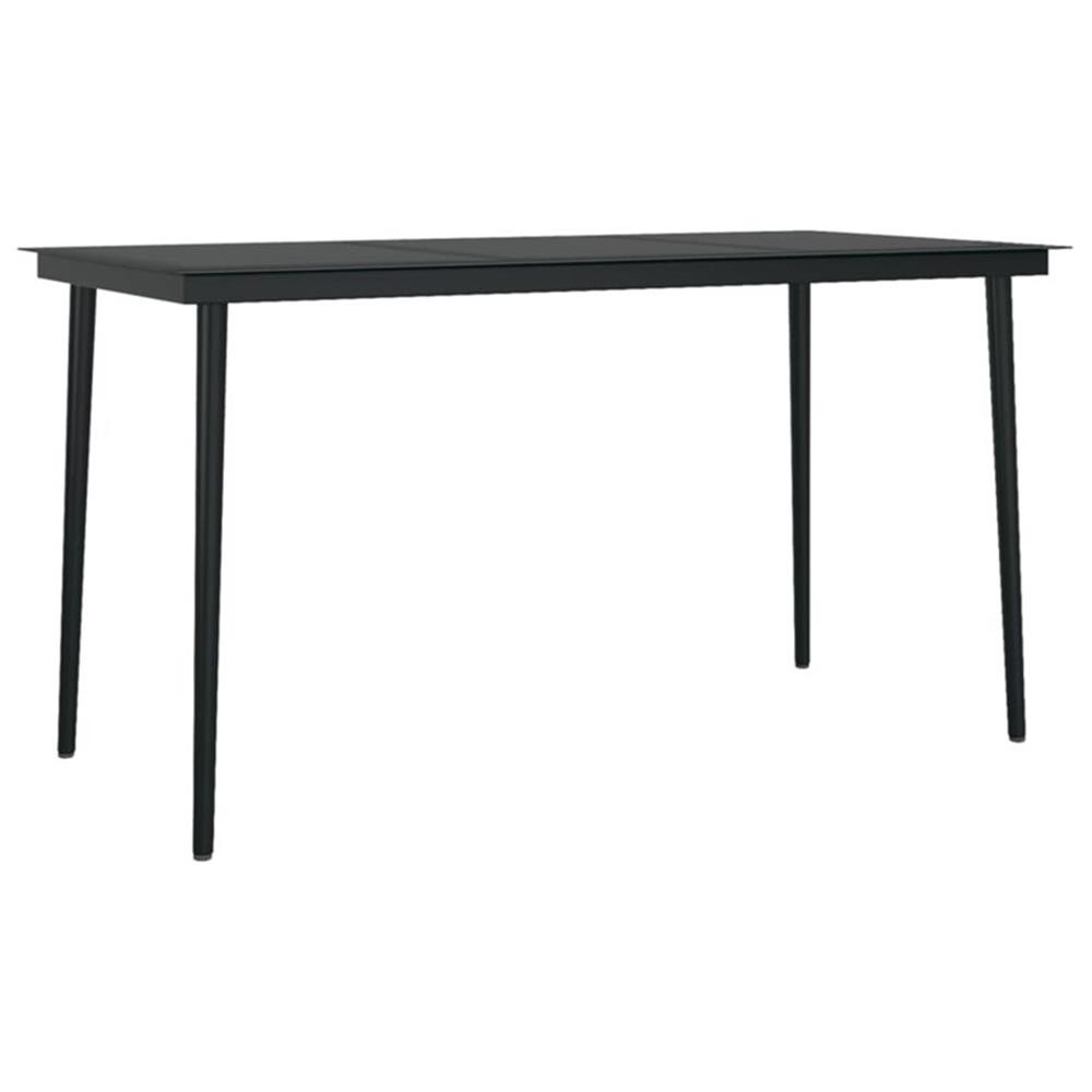 Bowery Hill PE Rattan/Powder-Coated Steel/Glass Garden Dining Set in Black