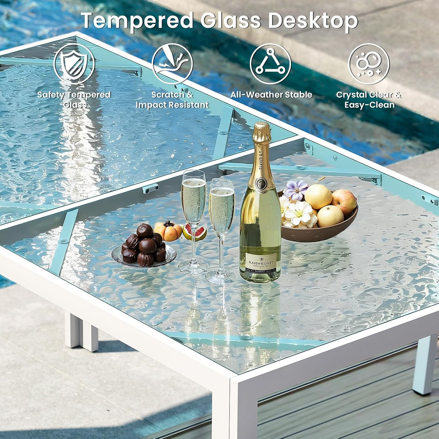 7-Piece Outdoor Dining Set for 6 – 59″ Table & Textilene Chairs, All-Weather