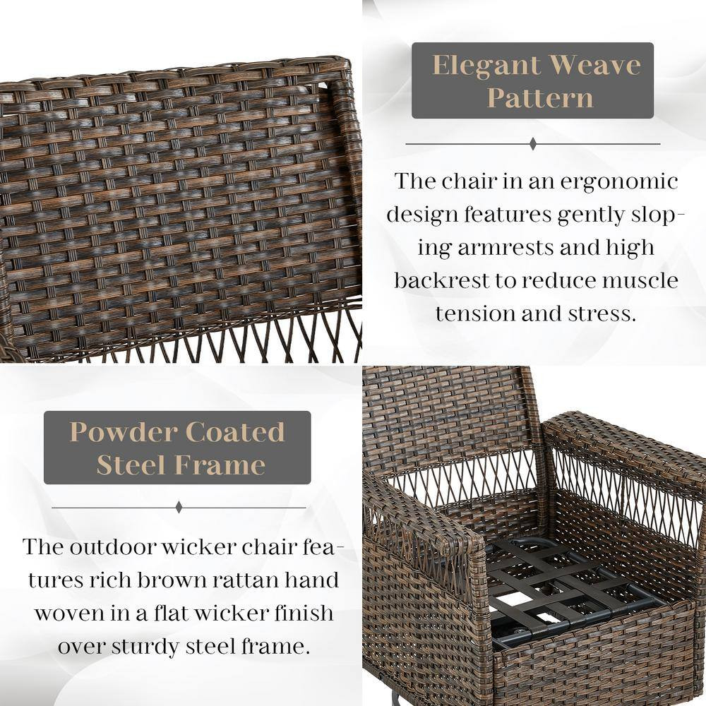 Seagull Collection Swivel Wicker Outdoor Rocking Chair Furniture with Deep Seat
