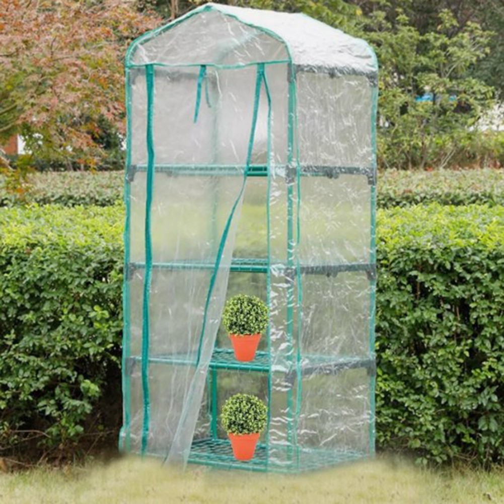 Sturdy 4Tier Greenhouse Cover with Roll Up Door Transparent PVC Material