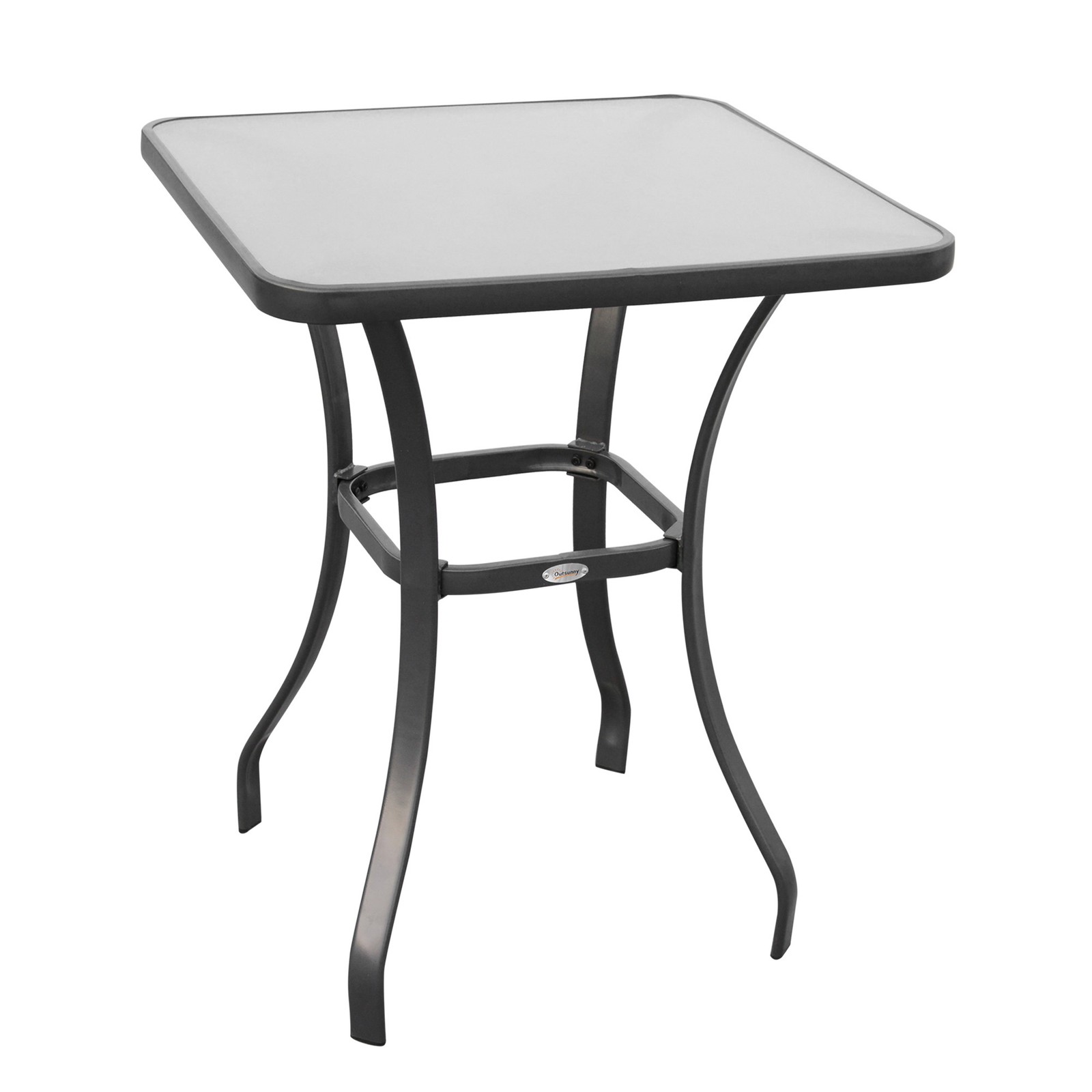 27″ Square Bistro Table Garden Dining Table Outdoor Tempered Glass Table
