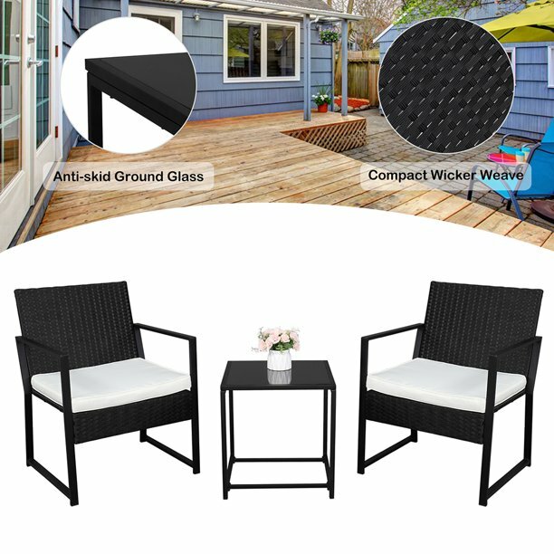 Single 2pcs Coffee Table 1pc Exposed Flat Chair Three-Piece Set Black NEW