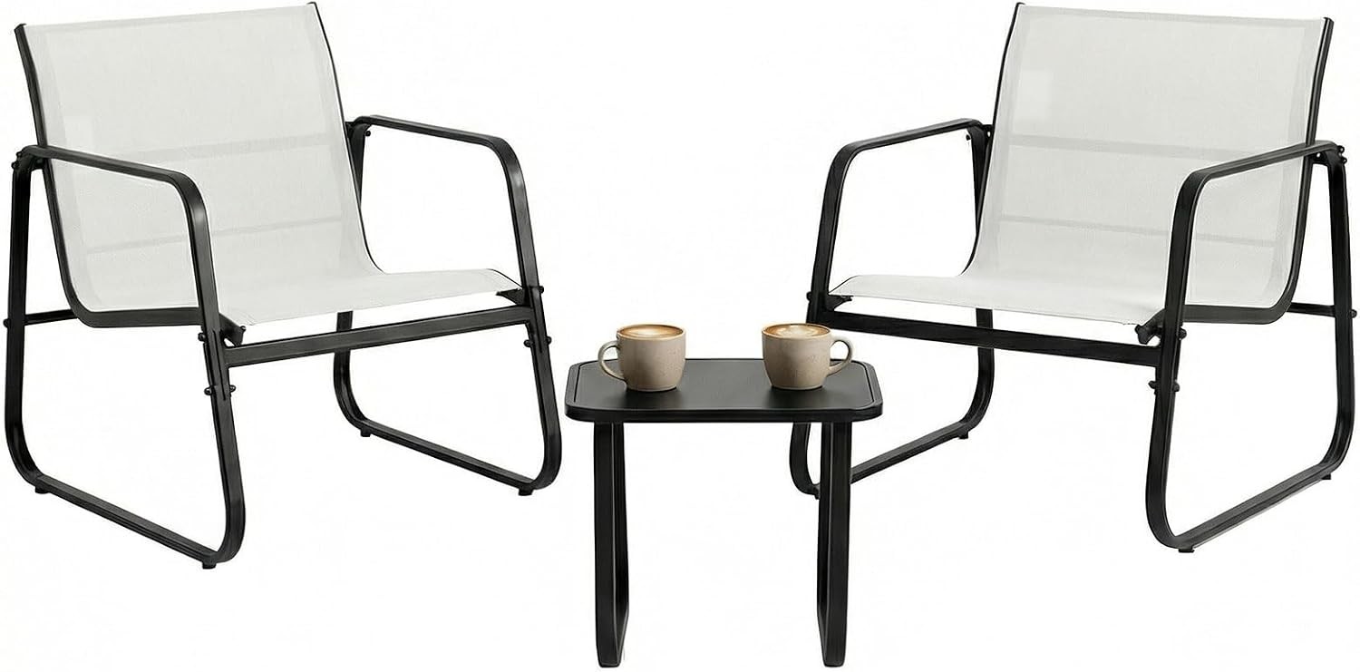 DUMOS 3-Piece Patio Bistro Set, Outdoor Table & Chairs, Gray