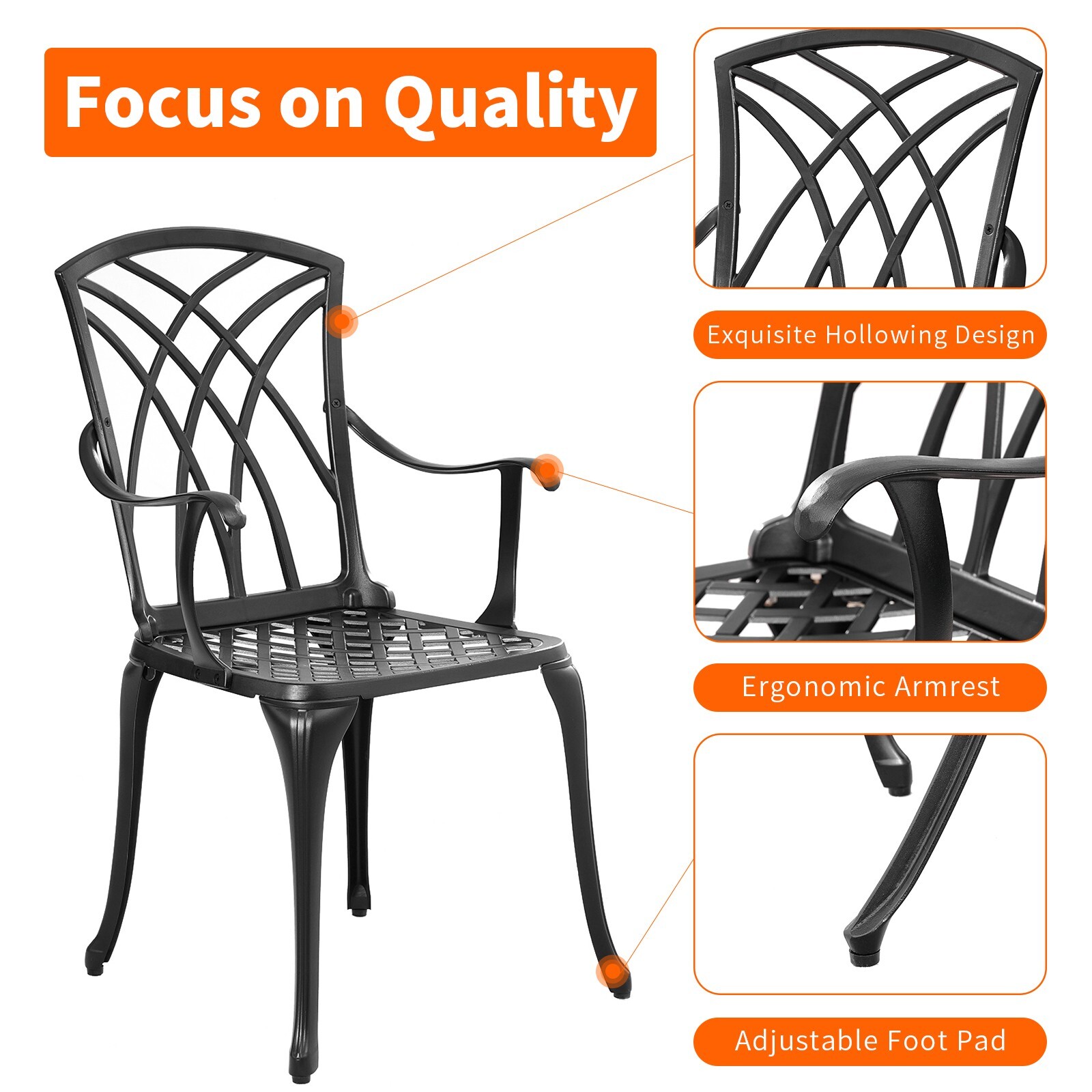 3 Piece Outdoor Bistro Set,Cast Aluminum Patio Table Set with Umbrella Hole