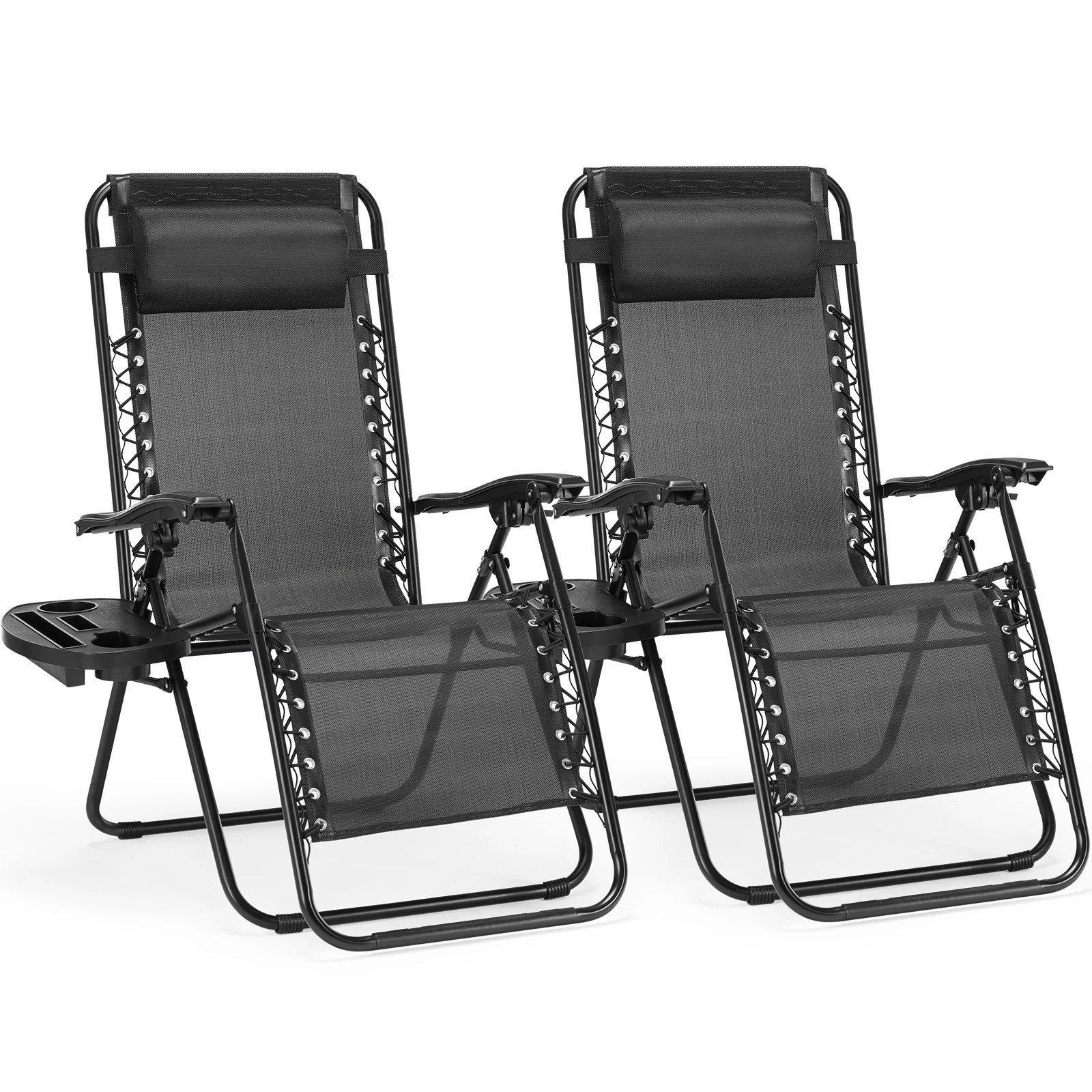 Set of 2 Zero Gravity Chair Folding Outdoor Patio Lounge Recliner Beach Camping