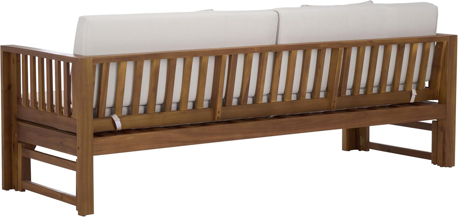 Outdoor Patio Furniture Collection – Napoli Brown & Cream Solid Wood Bench Conve