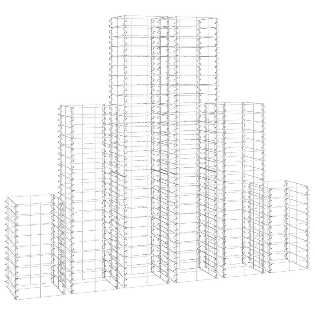 Gabion Set 6 Piece Galvanized Wire Welded Mesh Rock-stone Wall Barrier vidaXL