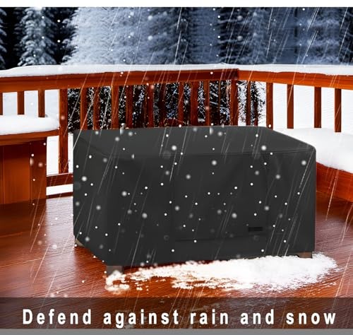 Patio Coffee Table Cover Rectangle, Waterproof 42″L x 23″W x 18″H Black