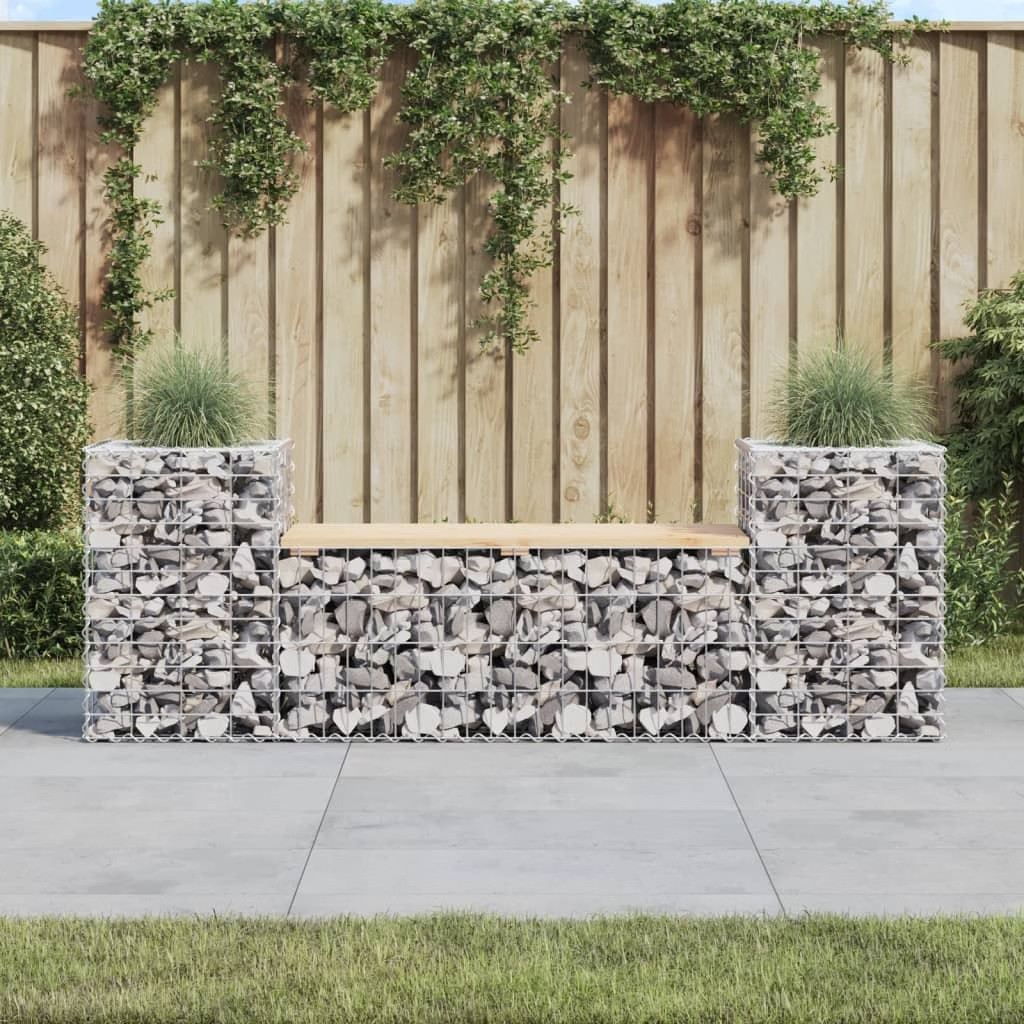 Garden Bench Natural Wood Solid Pine Wood Large Planters