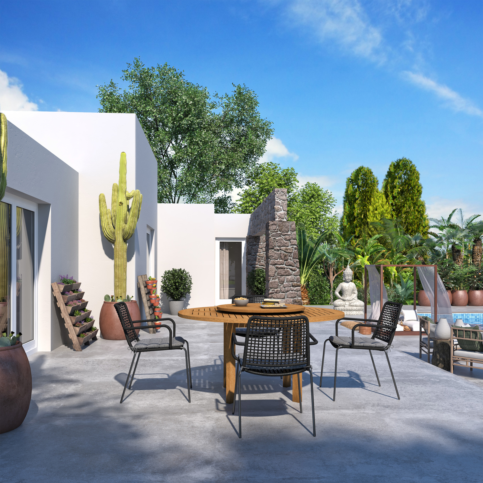 Amazonia Clirk 5-Piece Outdoor Dining Set | Eucalyptus | Ideal For Patios