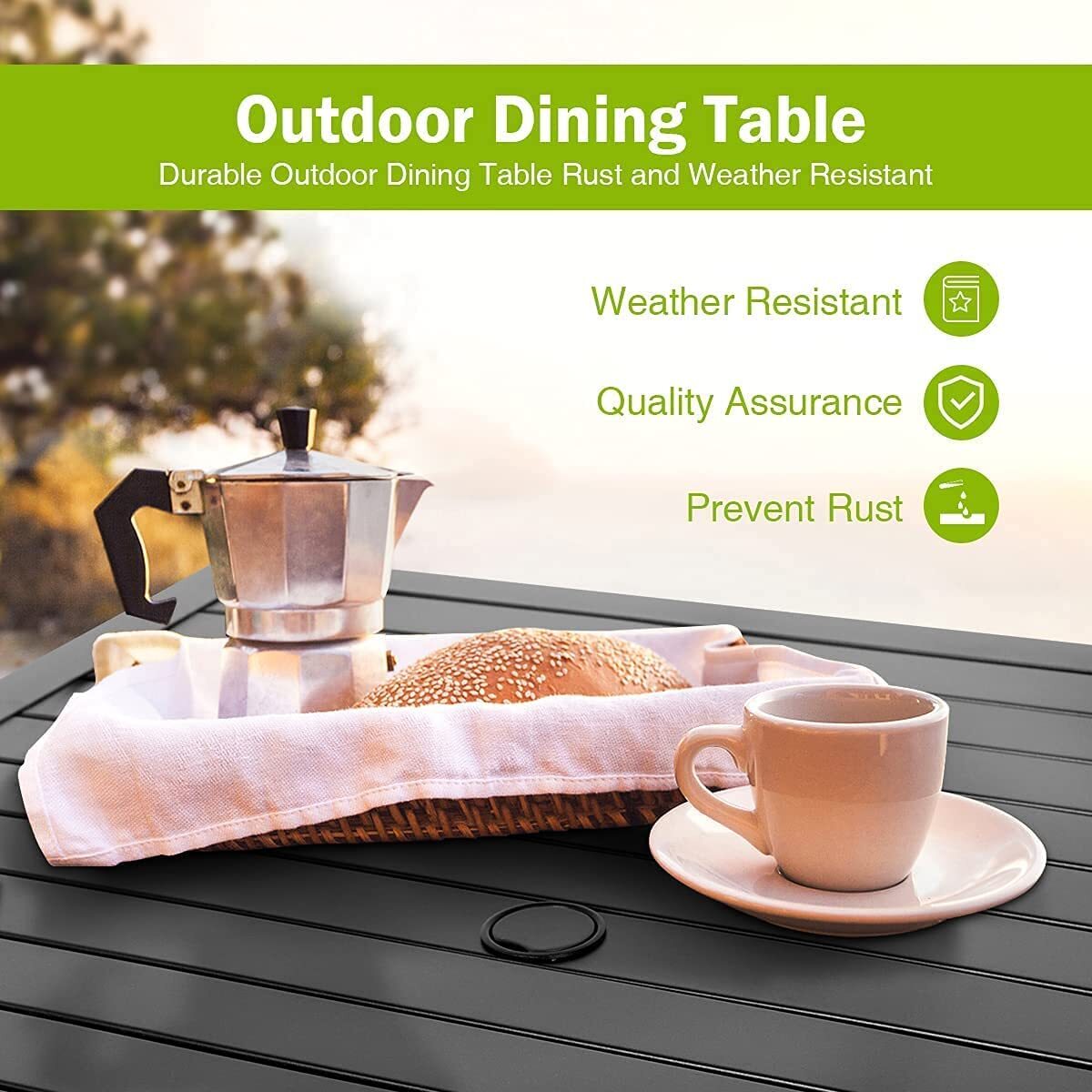5 Piece Patio Furniture Set Swivel Chairs Set of 4 Outdoor Dining Table Metal