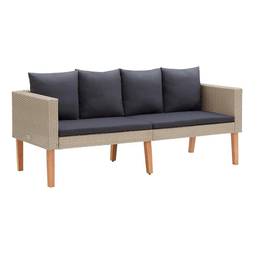 Bowery Hill Contemporary Synthetic Poly Rattan Garden Sofa in Beige & Anthracite