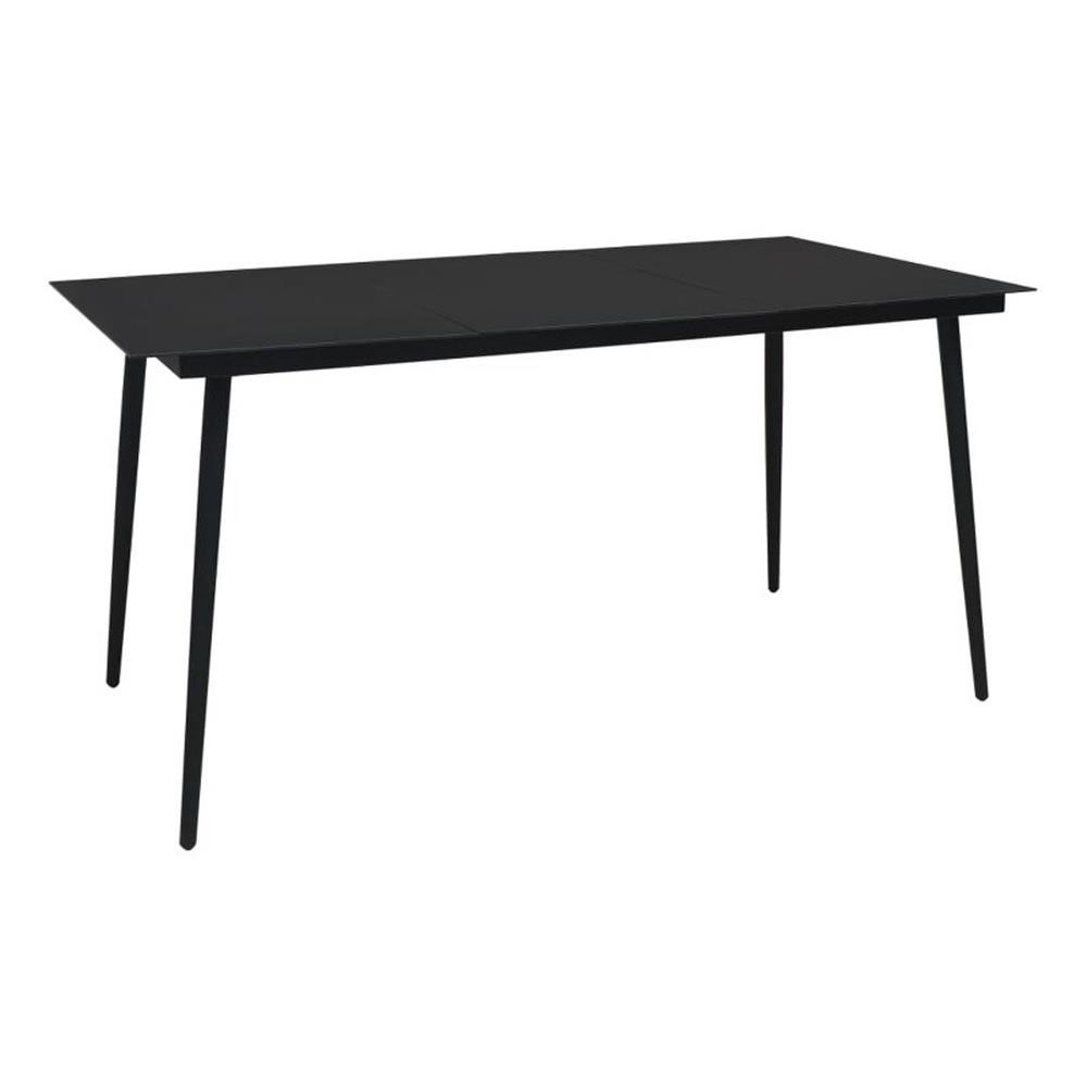 Bowery Hill Cotton Rope/Powder-Coated Steel/Tempered Glass Dining Set in Black
