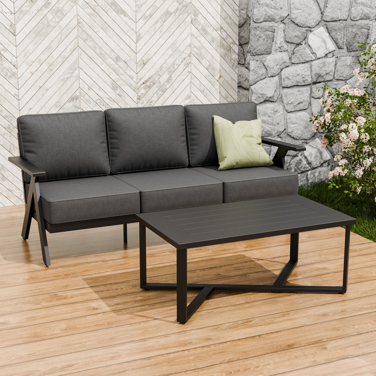 EAGLE PEAK 2 Piece Modern Outdoor Furniture Set Metal Patio Furniture Set