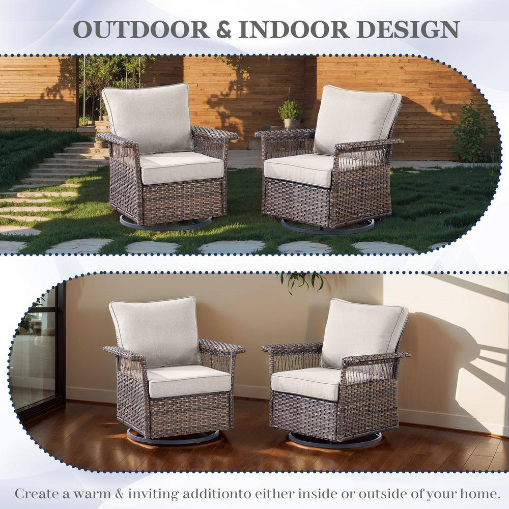 Seagull Collection Swivel Wicker Outdoor Rocking Chair Furniture with Deep Seat