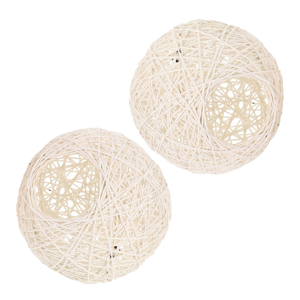 2pcs Rattan Ball Lamp Shade: Paper Wicker Pendant Light Cover – Sphere