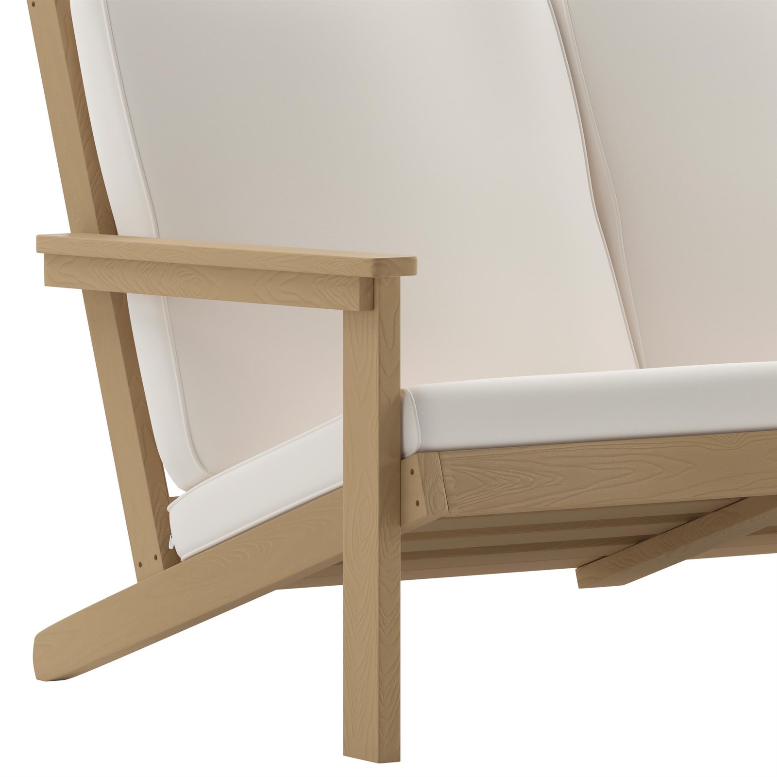 All-Weather Poly Resin Adirondack Loveseat & Cushions – Natural Cedar/Cream