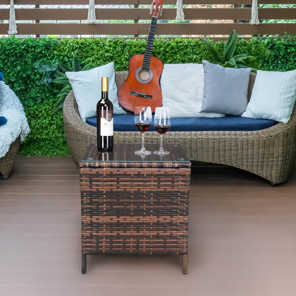 Wicker Rattan Side End Table Sofa Accent Bedside Storage Livingroom Coffee Couch