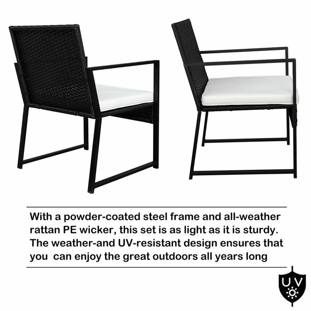 Single 2pcs Coffee Table 1pc Exposed Flat Chair Three-Piece Set Black NEW