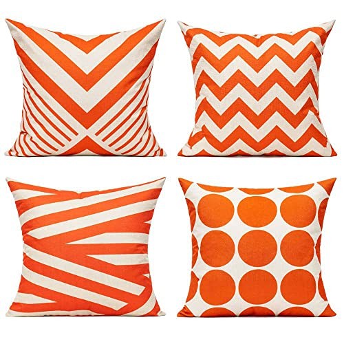 Outdoor Pillow Covers Fall Patio Throw Pillow 17.7″ x 17.7″ (Pack of 4) Orange