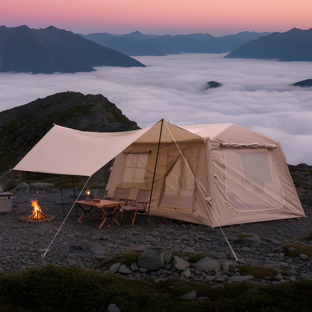 Large 8-10 Person Inflatable Tent with Stove Jack, Canopy for 4-Season Camping