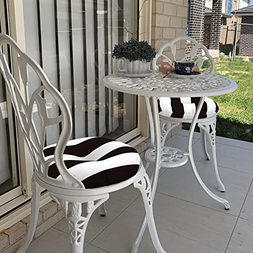 Outdoor Bistro Chair Cushions, 15″x15″x4″ Round Patio Chair Cabana Black