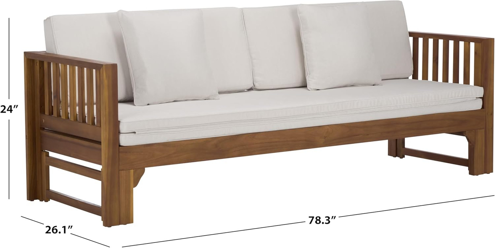 Outdoor Patio Furniture Collection – Napoli Brown & Cream Solid Wood Bench Conve