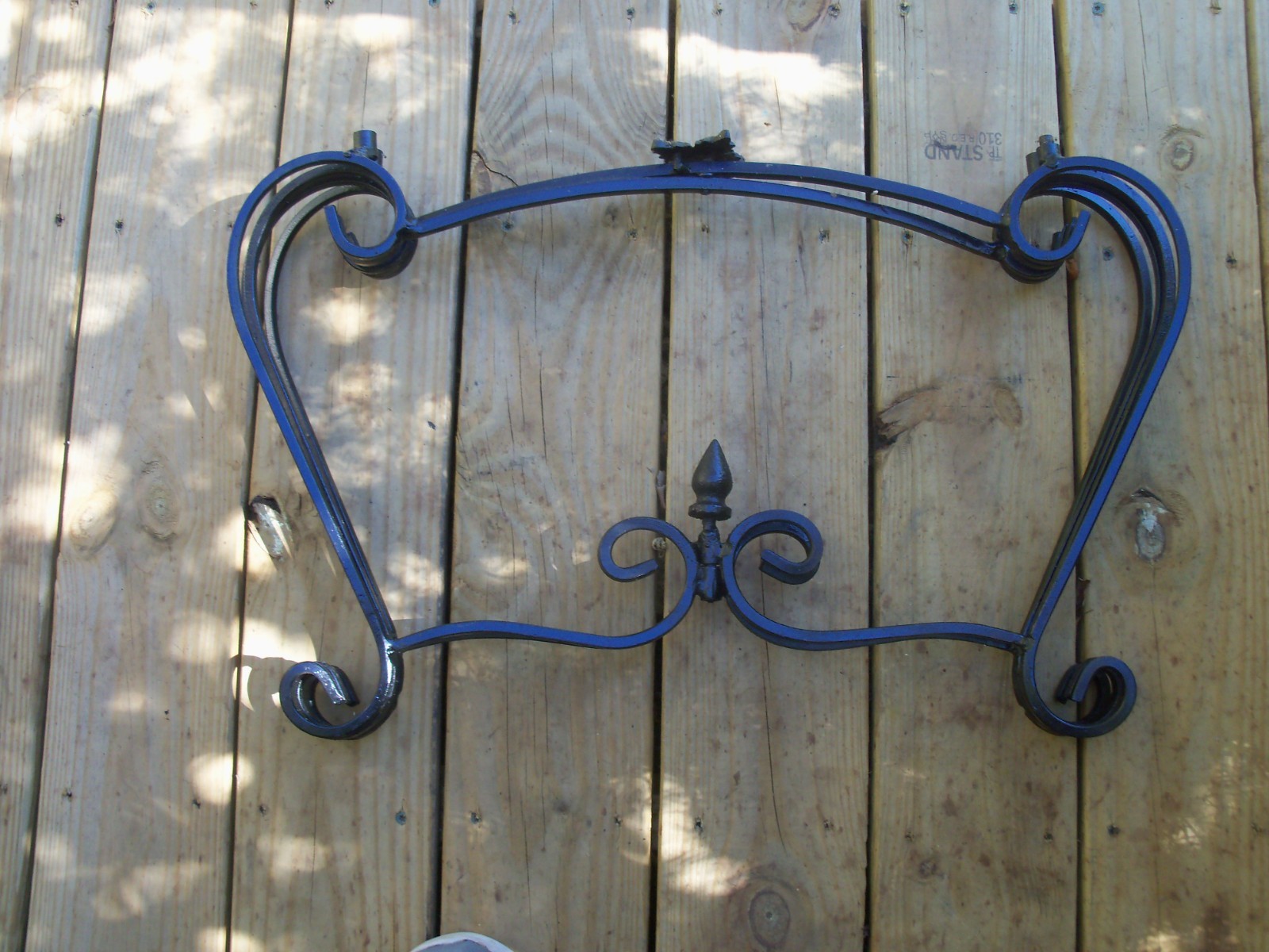 Vintage Wrought Iron Patio Table Copper Top Solid, Ornate, Folds