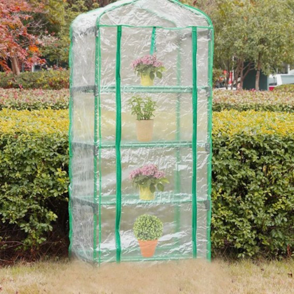 Sturdy 4Tier Greenhouse Cover with Roll Up Door Transparent PVC Material