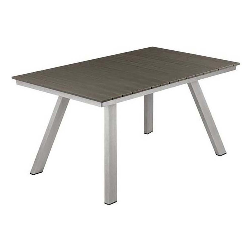 Pangea Home Jack 30×59″ Modern Aluminum Table in Gray and Brush Finish