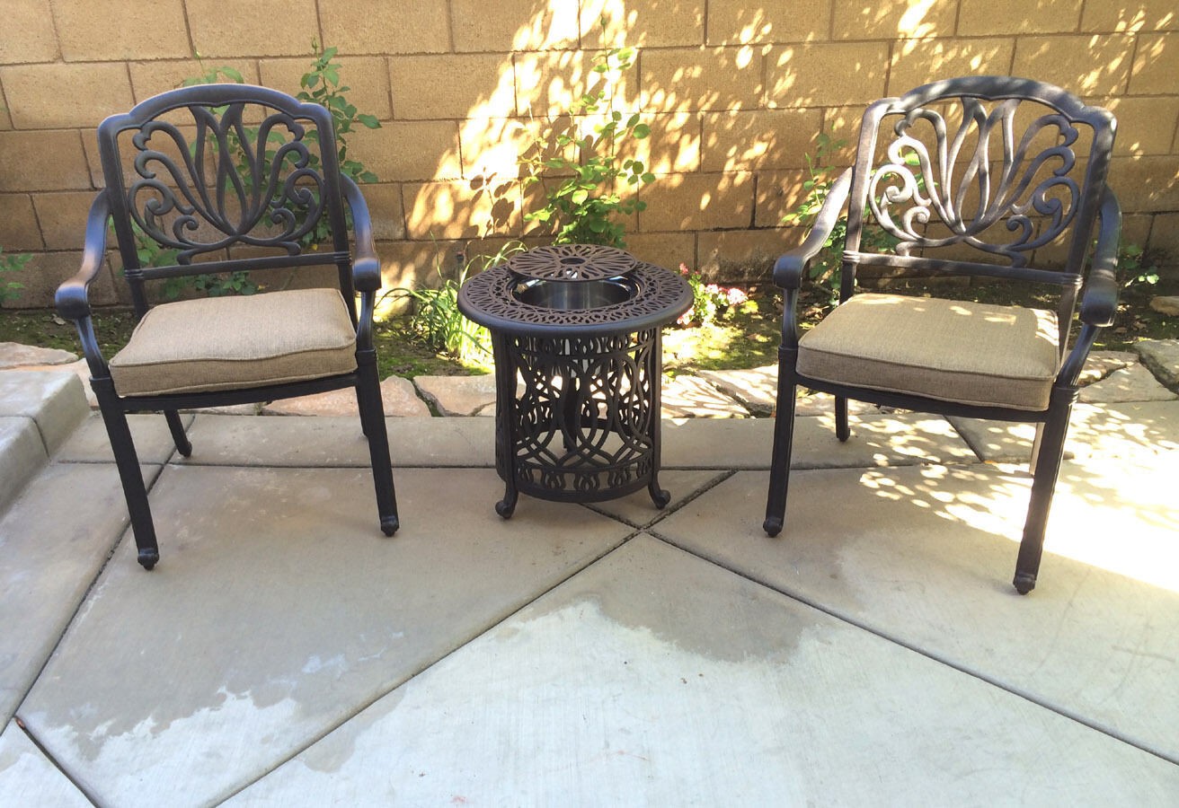 Bistro Patio Set 3 Piece Conversation Cast Aluminum Outdoor Furniture Elisabeth
