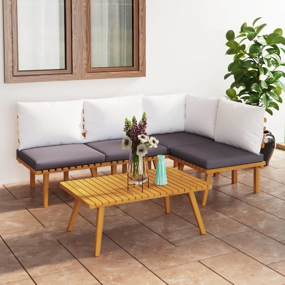 Garden Lounge Set Dark grey and white