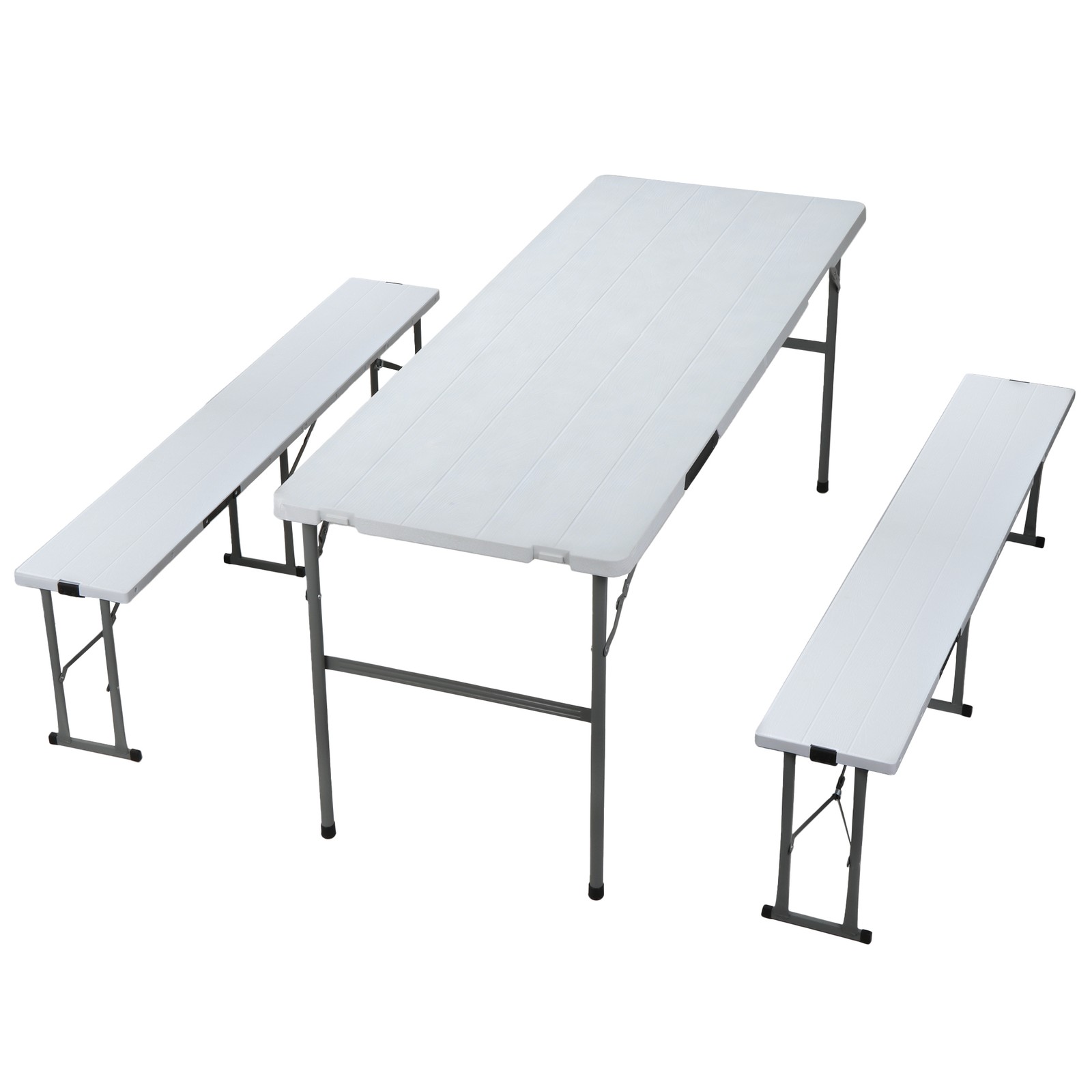 5.8FT Portable Folding Picnic Table Set with 2 Foldable Benches for Camping BBQ