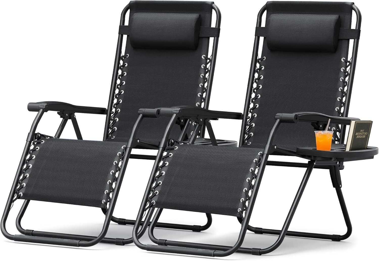 Set of 2 Zero Gravity Chair Folding Outdoor Patio Lounge Recliner Garden Camping