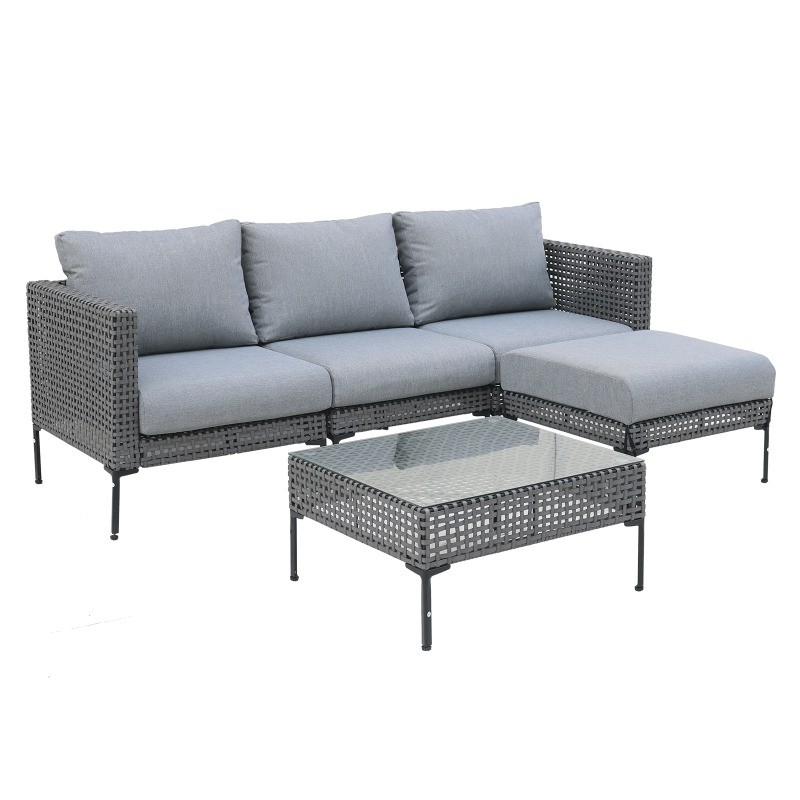 5Pcs Outdoor Patio Furniture Set Sectional Sofa Rattan Wicker Sofa W/ Table