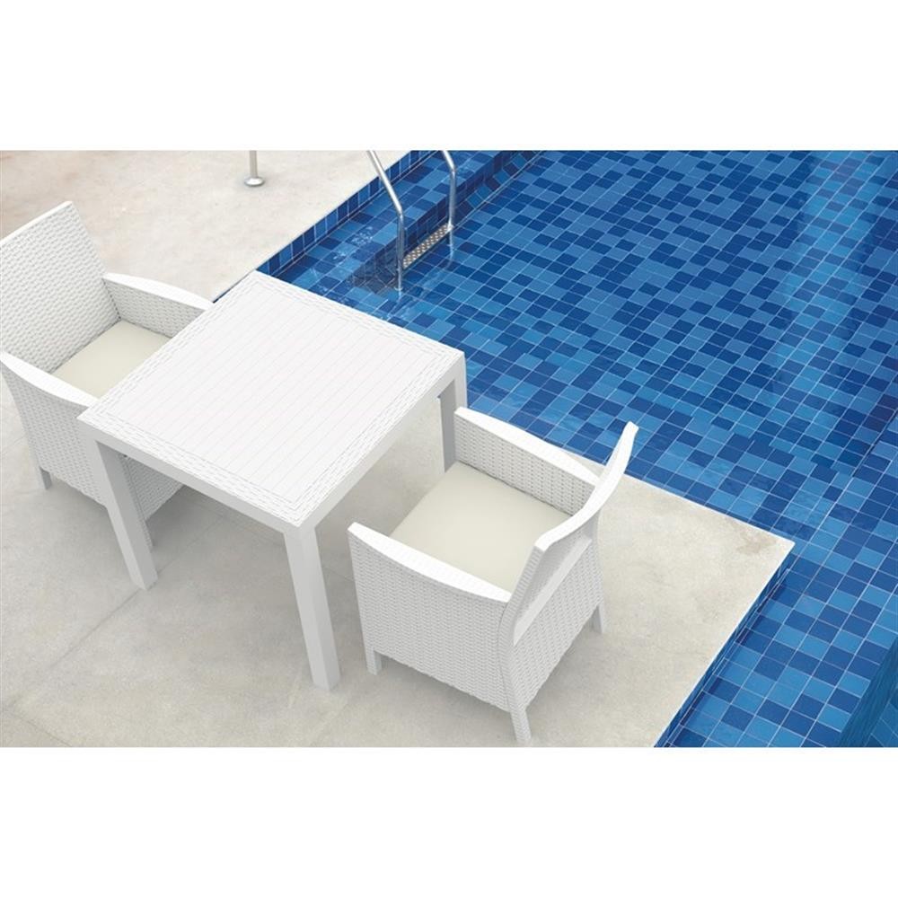 Compamia Orlando 31″ Resin Square Patio Dining Table in White