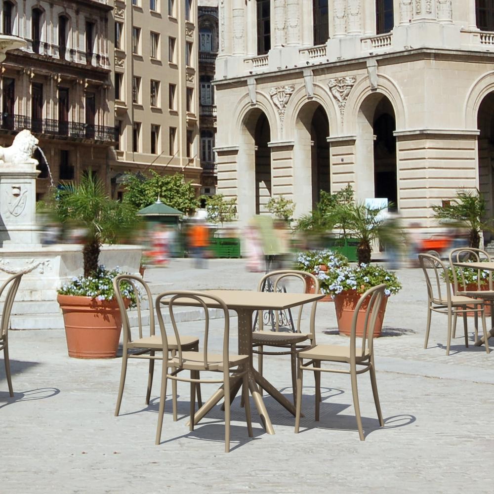 Victor Patio Dining Set with 4 Chairs Taupe