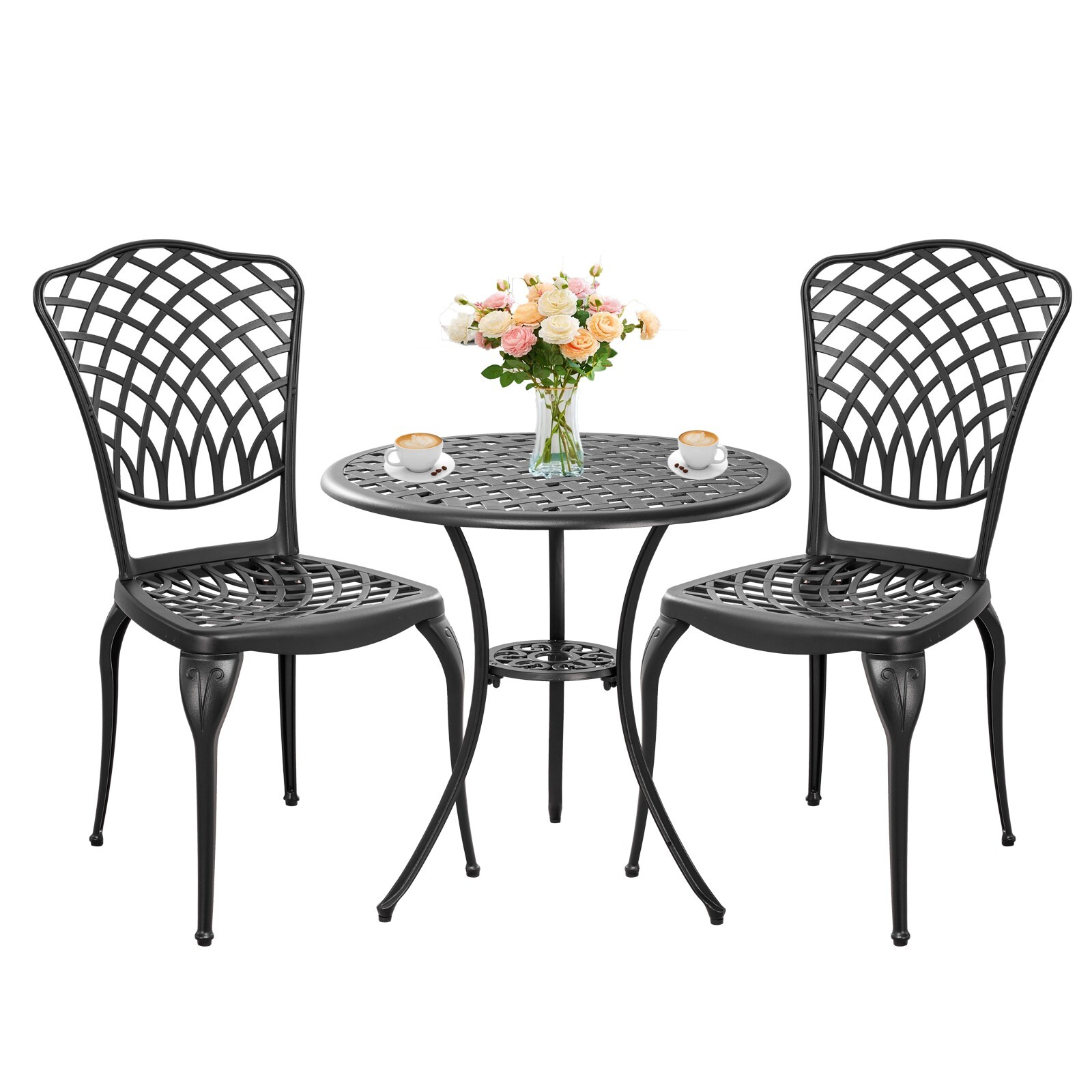 Bistro Set 3 Piece, All Weather Outdoor Bistro Table and Chairs Set of 2