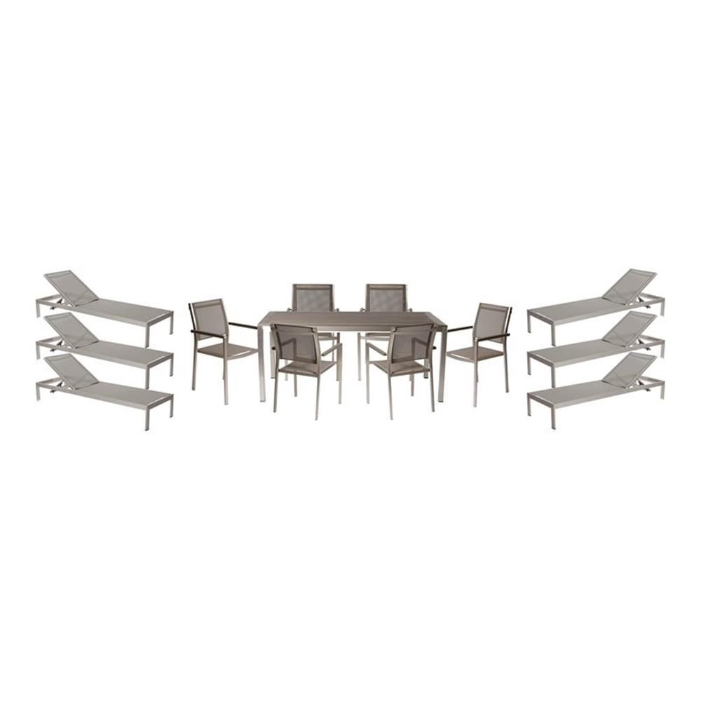 Pangea Home David 13-piece Modern Aluminum Patio Dining Set in Gray